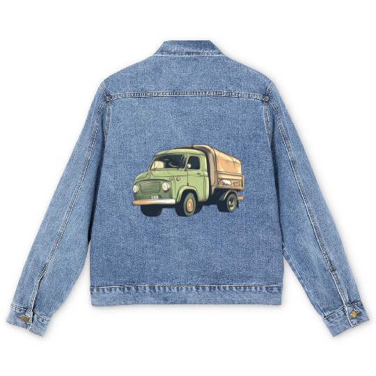 Green vintage truck Men's Denim Jackets