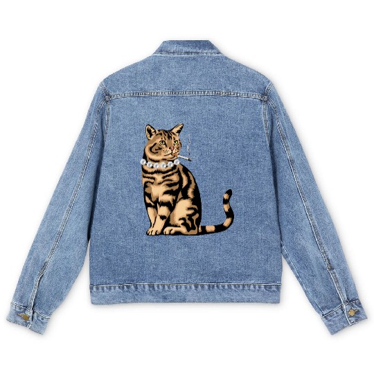 Cat Smoking Men's Denim Jackets