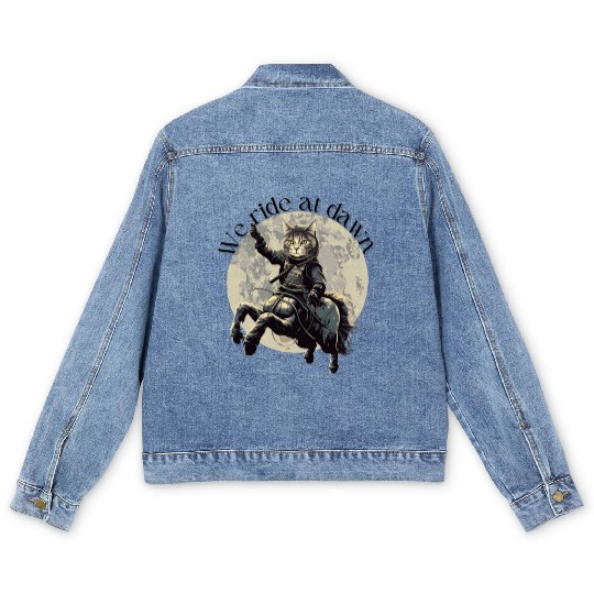 We ride at dawn! Cathorses! Men's Denim Jackets