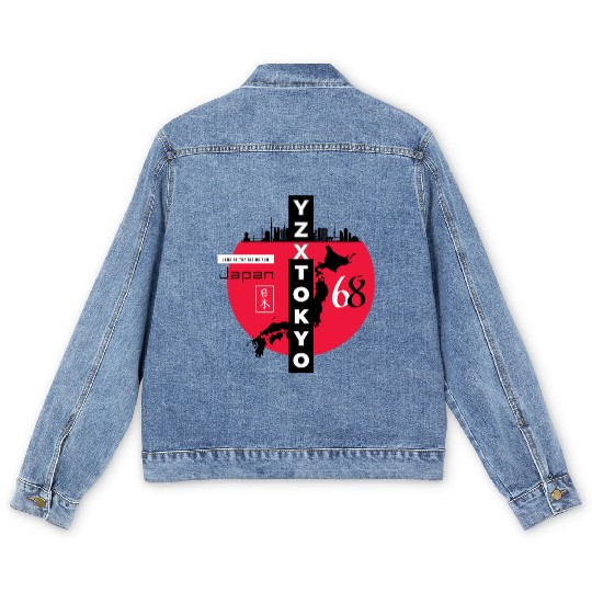 Red dot Tokyo Japan Men's Denim Jackets