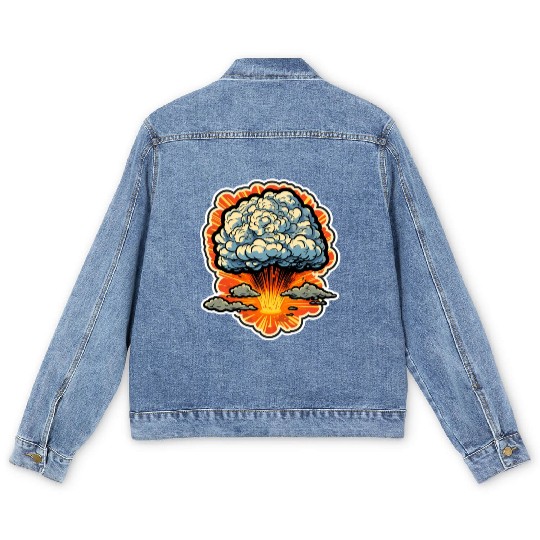 Explosion Fireworks Pyrotechnics Men's Denim Jackets
