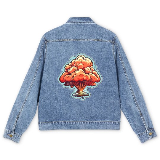 Explosion Fireworks Pyrotechnics Men's Denim Jackets