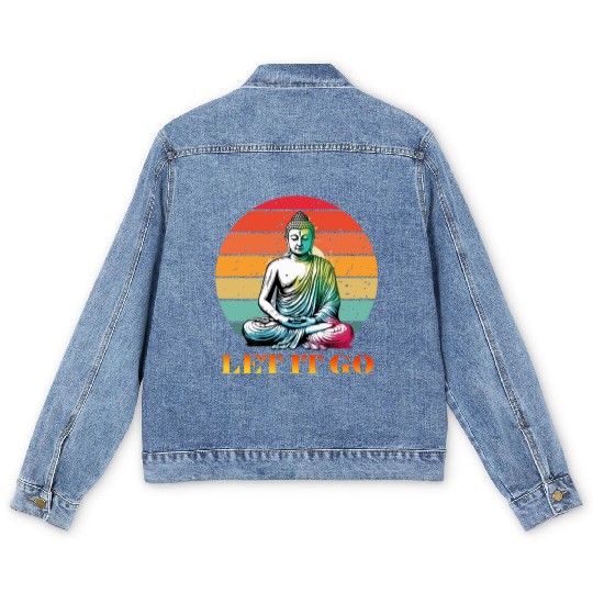 Let It Go, Yoga Buddhism Retro Men's Denim Jackets