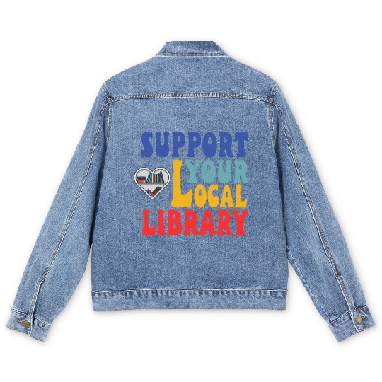 Support your local library Men's Denim Jackets