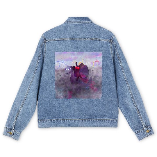 Mothman and Bessie the Lake Erie Monster's Vacay Men's Denim Jackets