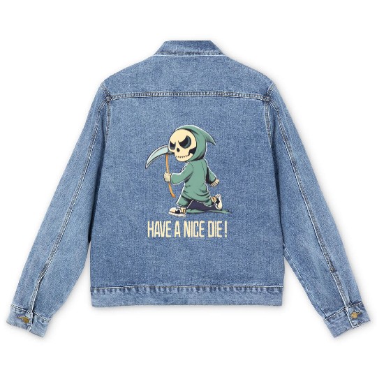 Cute Chibi Grim Reaper Men's Denim Jackets