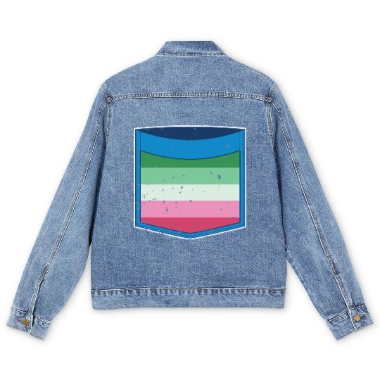Abrosexual flag breast pocket LGBT Abrosexual Men's Denim Jackets