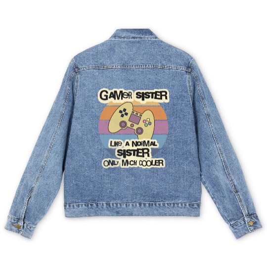 Gamer Sister Men's Denim Jackets, Gamer Men's Denim Jackets, Gamer Gift, Bro
