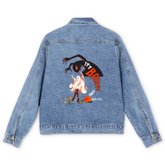 Halloween Ghost girl spook fall boo Men's Denim Jackets