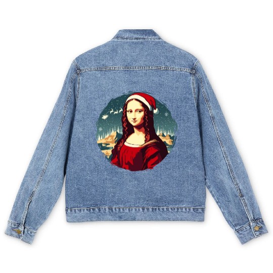 Mona Lisa Funny Christmas Art Men's Denim Jackets