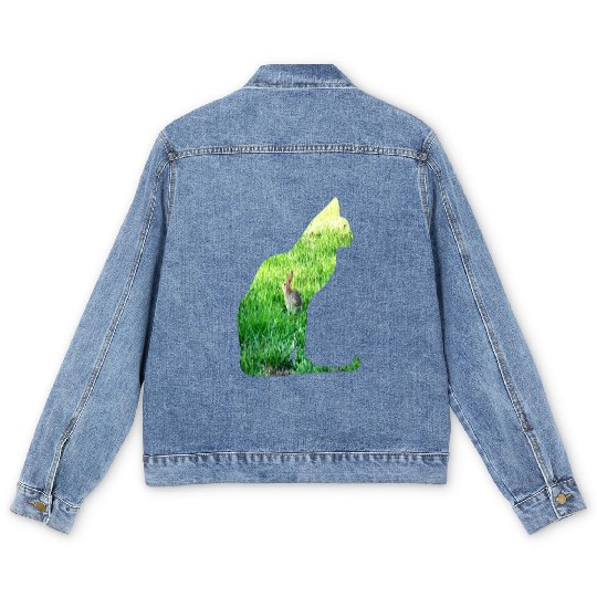 Cat Ate The Rabbit in The Grass Men's Denim Jackets