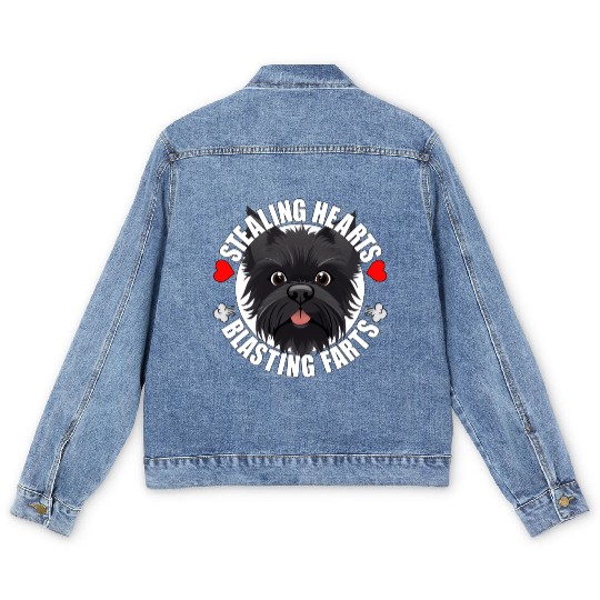 Affenpinscher Comedy Stealing Hearts Blasting Men's Denim Jackets