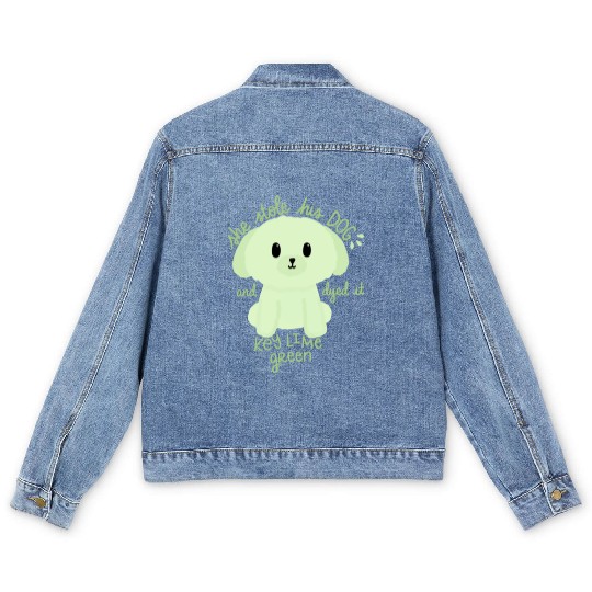 Key Lime Green Dog Men's Denim Jackets