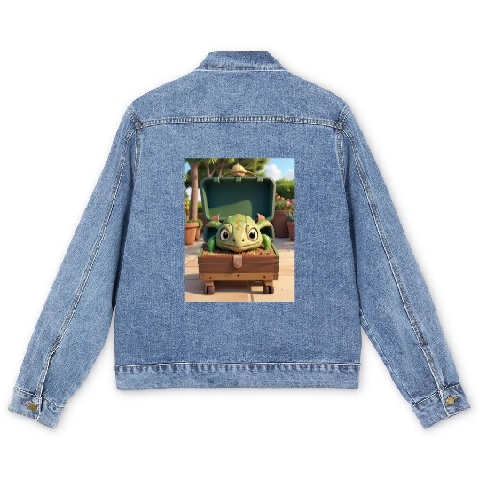 Tortuga grande con caja en jardin Men's Denim Jackets
