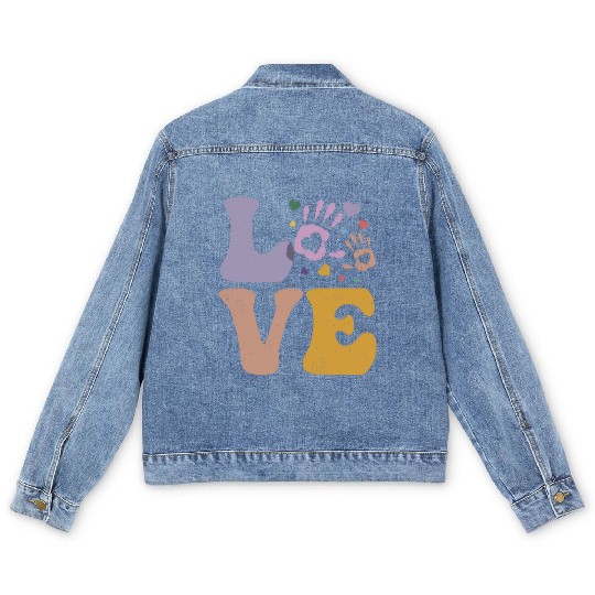 Daycare Teacher Daycare Provider Childcare LOVE Men's Denim Jackets