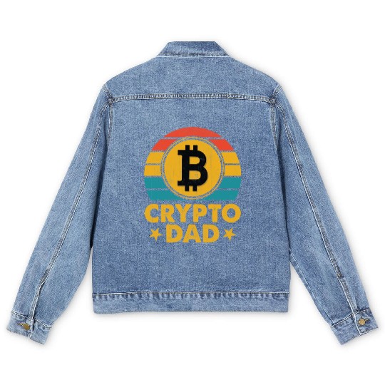 Crypto Dad Funny Bitcoin Father's Day Gift Men's Denim Jackets