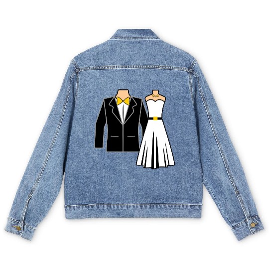 Wedding clothes bride groom Men's Denim Jackets