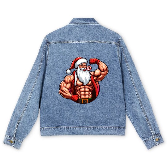 Muscular Santa Fit for the holidays Men's Denim Jackets
