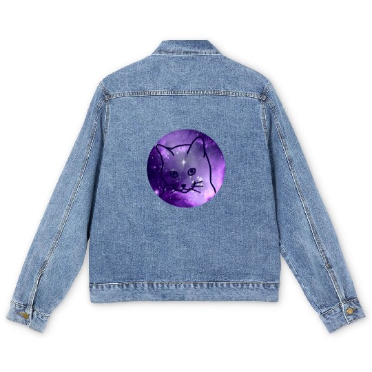 Galaxy Space Cat Funny Cat Lover Men's Denim Jackets