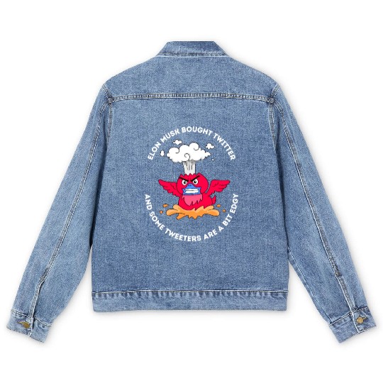 Elon Musk Angry Twitter Bird Men's Denim Jackets