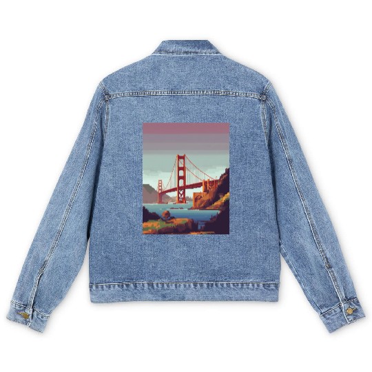 Golden Gate Bridge California Men's Denim Jackets, Golden Gate