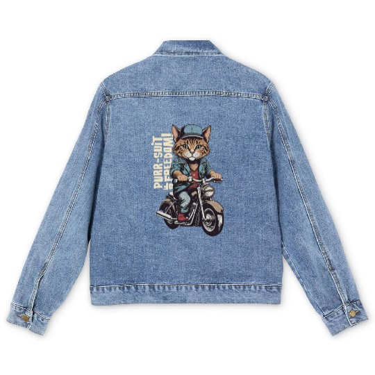 Purrsuit of Freedom! Men's Denim Jackets