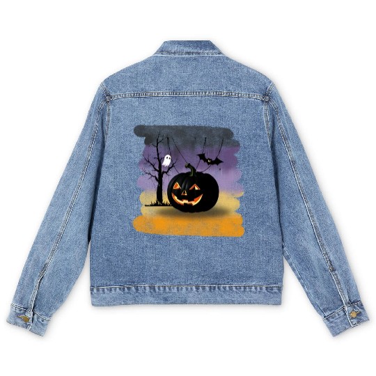 "The Midnight Pumpkin" Men's Denim Jackets