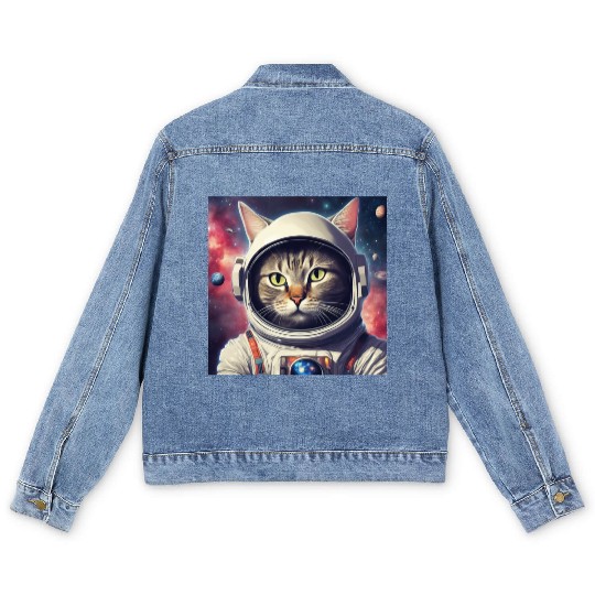 space cat Men's Denim Jackets