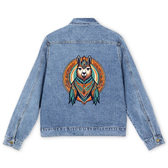 Lama / Animal / Zoo / colored / Comic Men's Denim Jackets