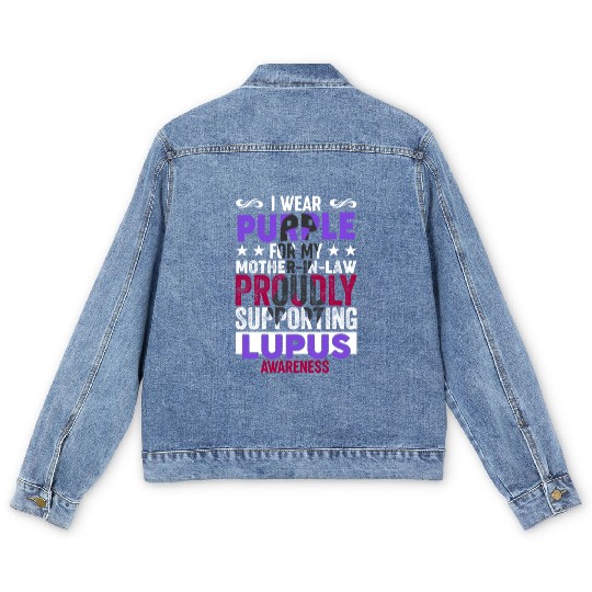I wear Purple for my Mother-in-Law Lupus Awareness Men's Denim Jackets