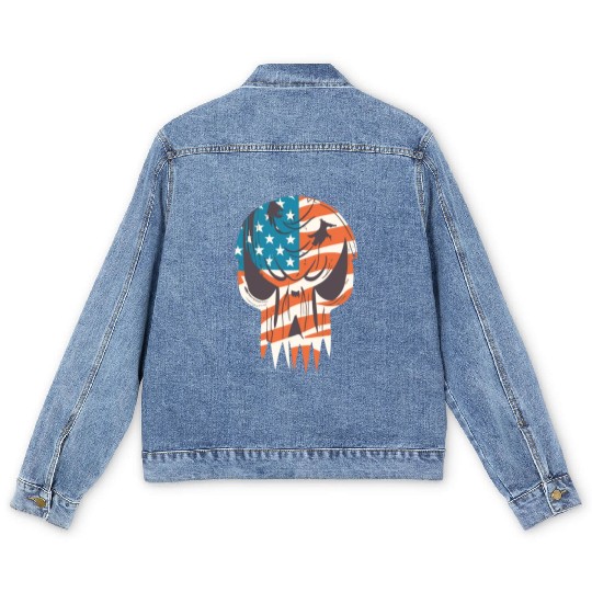 Usa flag skull - badass and distressed art Men's Denim Jackets