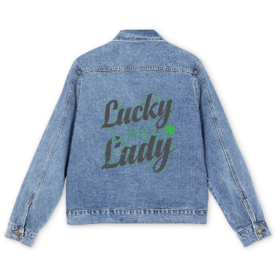 Lucky little Lady St. Patricks Day Men's Denim Jackets