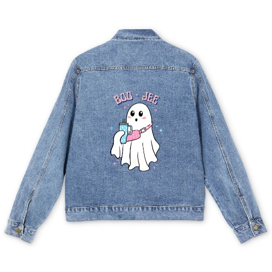 BOO-JEE Spooky Cute Ghost Halloween Costume Design Men's Denim Jackets