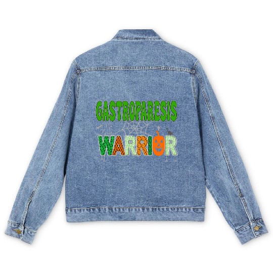 Halloween Gastroparesis Warrior green awareness Men's Denim Jackets