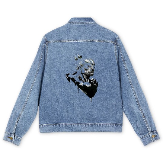 Monochrome Street Fighter: Akuma's Knightly FanAr Men's Denim Jackets