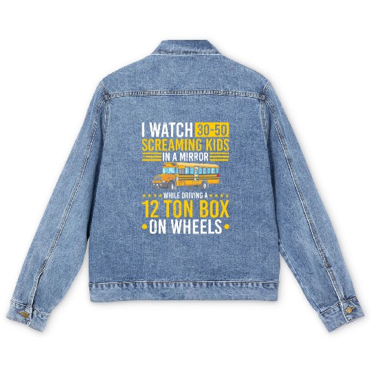 School Bus Adult Back To School Bus Driver Men's Denim Jackets