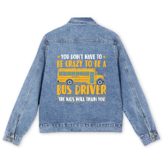 Funny School Bus Driver Men's Denim Jackets