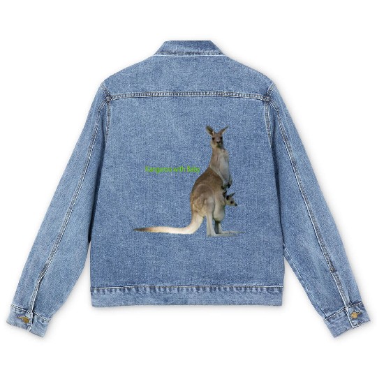 baby with kangaroo Men's Denim Jackets