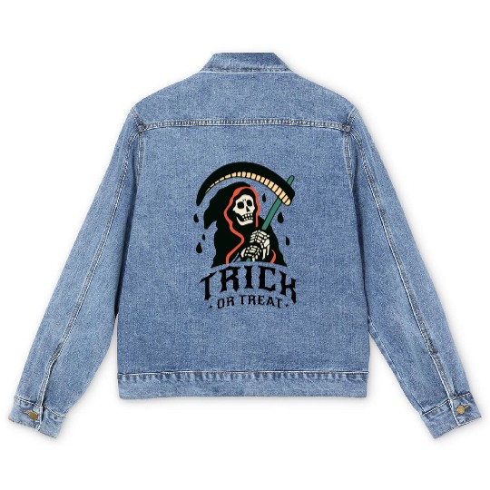 Trick or Treat Grim Reaper Men's Denim Jackets