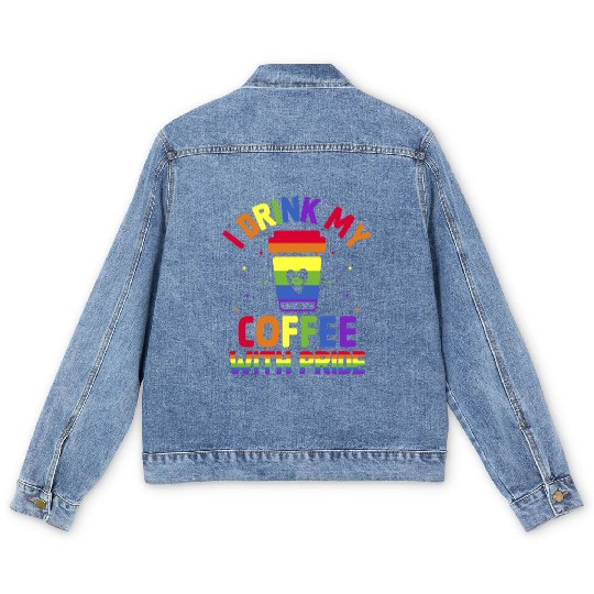 Gay Pride Parade Caffeine LGBTQ Coffee Drinker Men's Denim Jackets