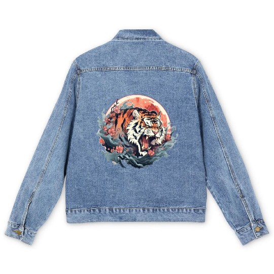 Tokyo Asia 80s Japanese Retro Tiger Men's Denim Jackets