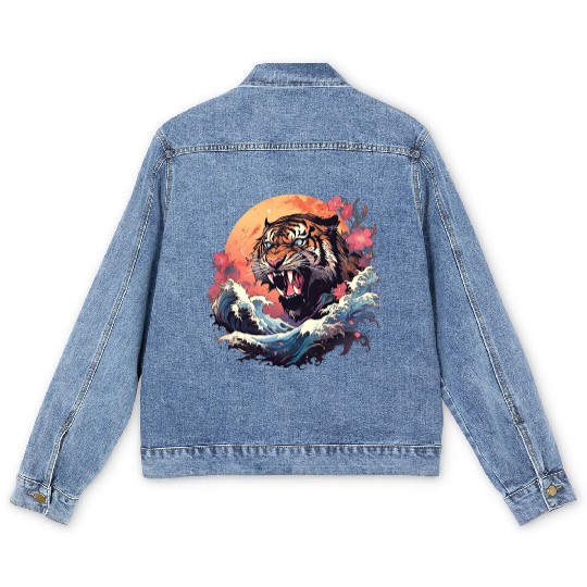 Tokyo Asia 80s Japanese Retro Tiger Men's Denim Jackets