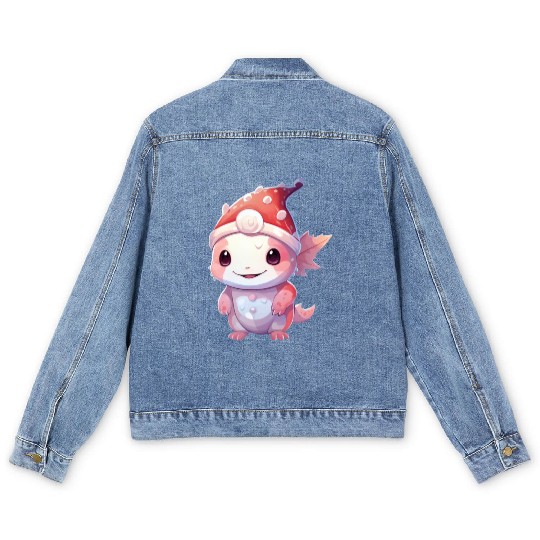 Christmas Delight Axolotl: Laughter Beneath the Ha Men's Denim Jackets