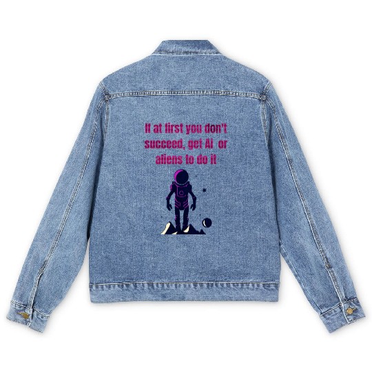 Funny AI and Aliens Men's Denim Jackets