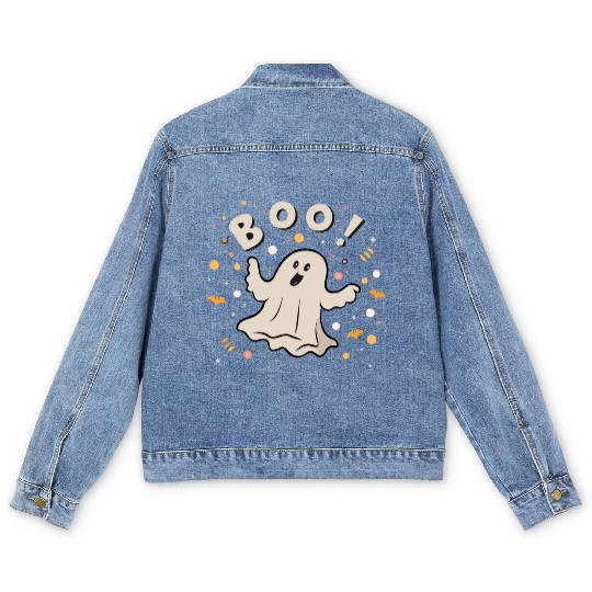 Halloween Cute Ghost Funny Boot Scootin Spooky Men's Denim Jackets