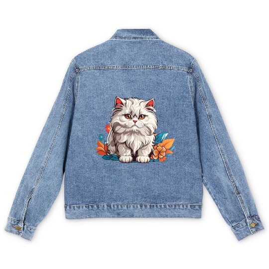 Persian Cat Men's Denim Jackets