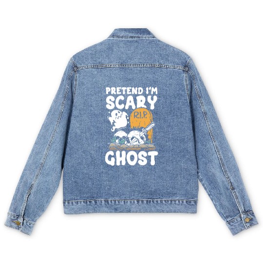 Pretend i'm scary ghost | scary halloween fun Men's Denim Jackets