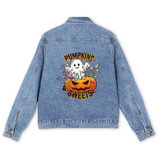Halloween-Ghost "Pumpkins and sweets" Men's Denim Jackets