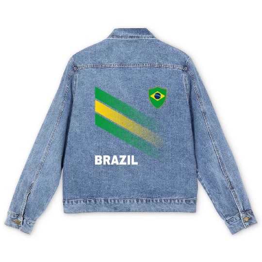 Vintage Brazil Sunflower Flag Brazil Soccer Lover Men's Denim Jackets