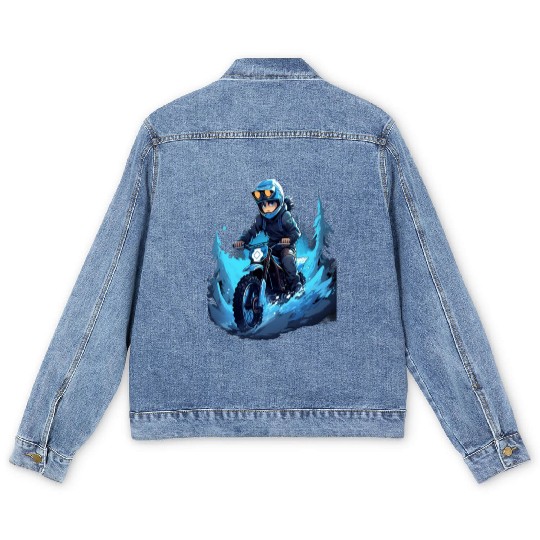 Dirt Bike Anime Ice Racing Motorcycle Ice Racer Men's Denim Jackets